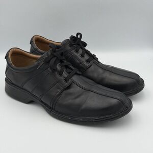 Clarks Touareg Vibe Mens 12W Black Leather Comfort Oxford Shoes
